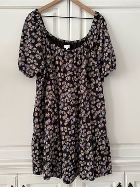 True Craft 3x Black Floral Peasant Dress